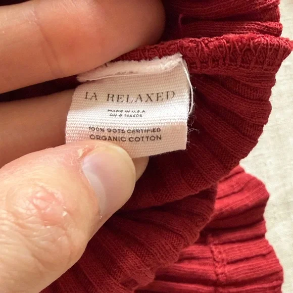 LA Relaxed Cranberry Pointelle Cardigan - Picture 3 of 3